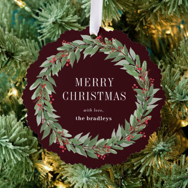 Round Wreath Ornament Christmas Card (Insitu (Tree))