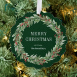 Round Wreath Ornament Christmas Card<br><div class="desc">A holiday card that can be hung on the tree or attached to gifts. Visit berryberrysweet.com for stylish stationery and personalised gifts.</div>