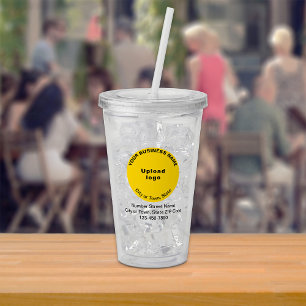 Round Yellow Business Branding on Acrylic Tumbler