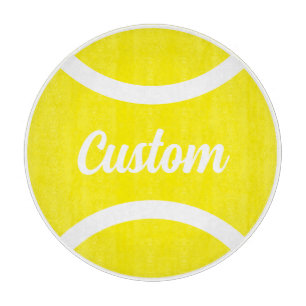 Round yellow tennis ball custom cutting board gift