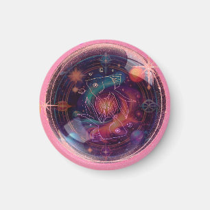 Round- Zodiac Theme- Pisces Magnet