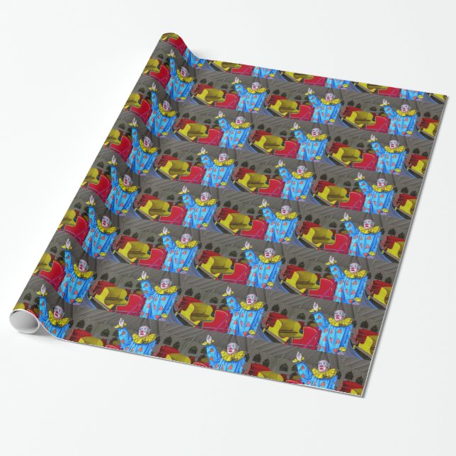 Roundabout Clown Wrapping Paper (Unrolled)