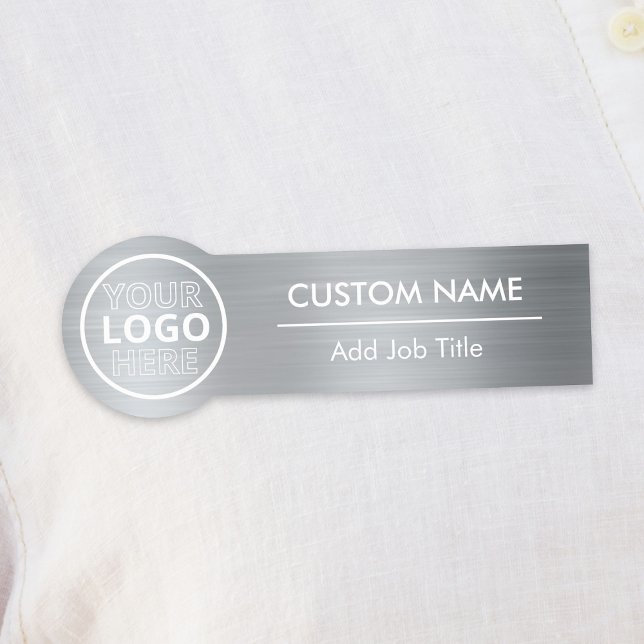 Rounded Brushed Metallic Silver Clothes Employee Name Tag (Rounded Brushed Metallic Silver Clothes Employee Name Tag
)