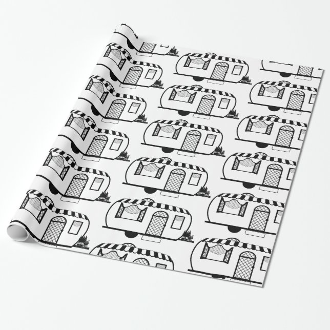 Rounded Caravan Trailer Thunder_Cove Wrapping Paper (Unrolled)
