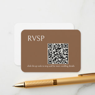 Rounded Cocoa Brown Modern QR Code Wedding Enclosure Card