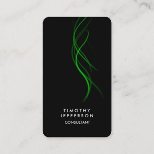 Rounded Corner Black Green Curves Elegant Modern Business Card