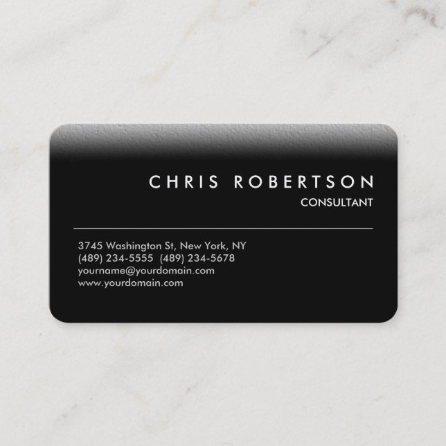 Rounded Corner Black Grey Charming Business Card (Front)