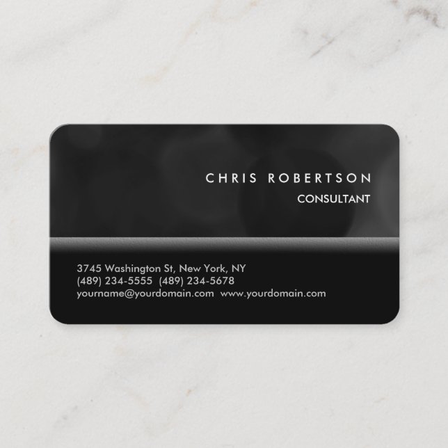 Rounded Corner Black Grey Pattern Business Card (Front)