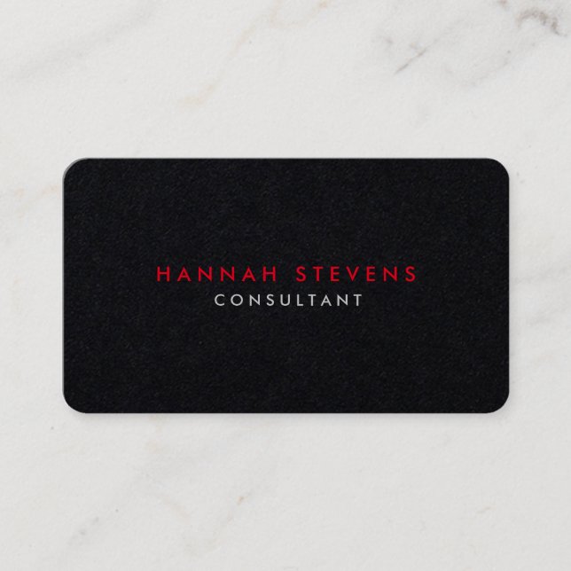 Rounded Corner Black Grey Red Professional Modern Business Card (Front)