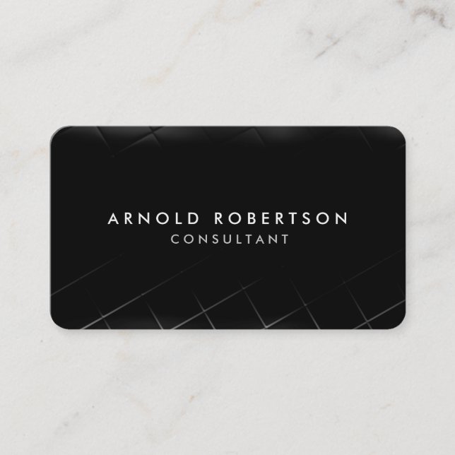 Rounded Corner Black Professional Minimalist Business Card (Front)