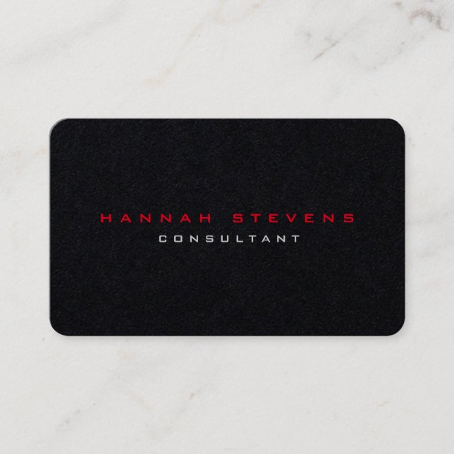 Rounded Corner Black Red Professional Minimalist Business Card (Front)