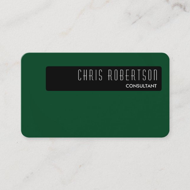 Rounded Corner Black Up Forest Green Business Card (Front)