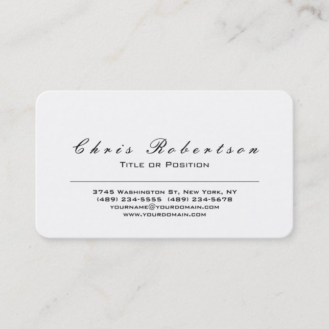 Rounded Corner Black White Charming Business Card (Front)