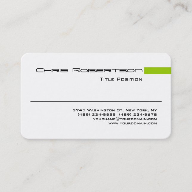Rounded Corner Black White Green Business Card (Front)