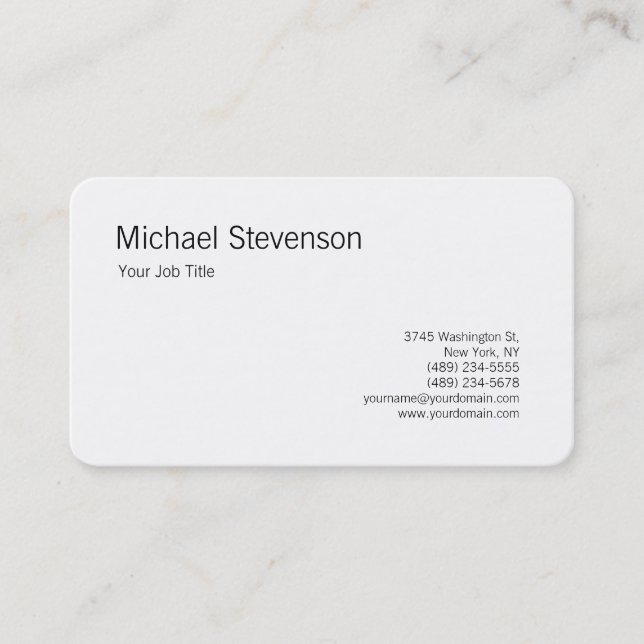 Rounded Corner Black White Personalised Business Card (Front)