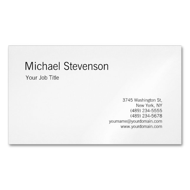 Rounded Corner Black White Personalised Magnetic Business Card (Front)