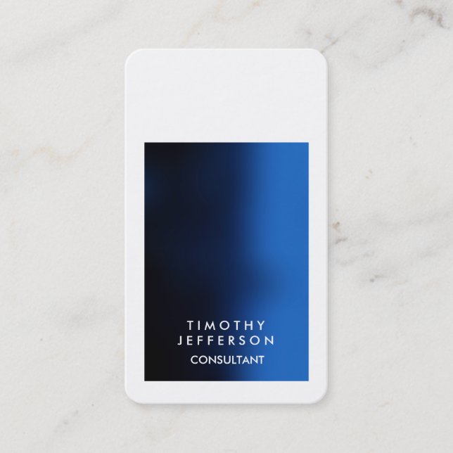 Rounded Corner Blue White Elegant Modern Business Card (Front)