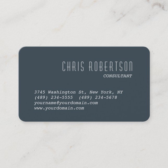 Rounded Corner Charcoal Grey Business Card (Front)