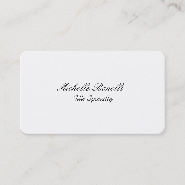Rounded Corner Classy Stylish Script Business Card (Front)