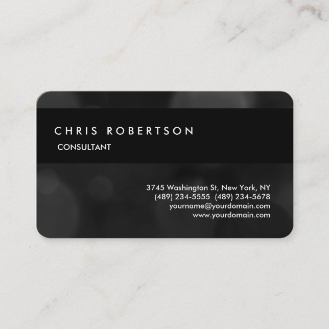 Rounded Corner Grey Black Charming Business Card (Front)