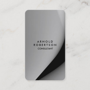 Rounded Corner Grey Black Elegant Unique Business Card