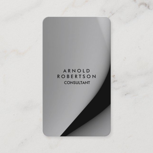 Rounded Corner Grey Black Elegant Unique Business Card (Front)