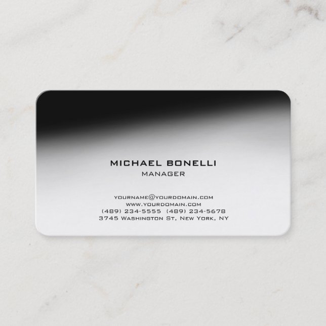 Rounded corner grey black stylish business card (Front)