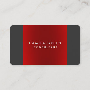 Rounded Corner Grey Red Elegant Professional Business Card
