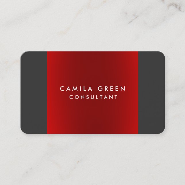 Rounded Corner Grey Red Elegant Professional Business Card (Front)