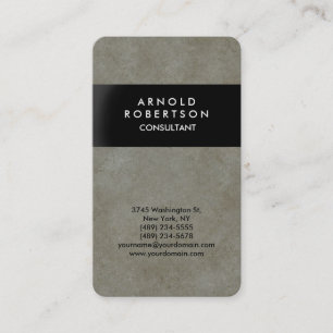 Rounded Corner Grey Stone Wall Black Elegant Business Card
