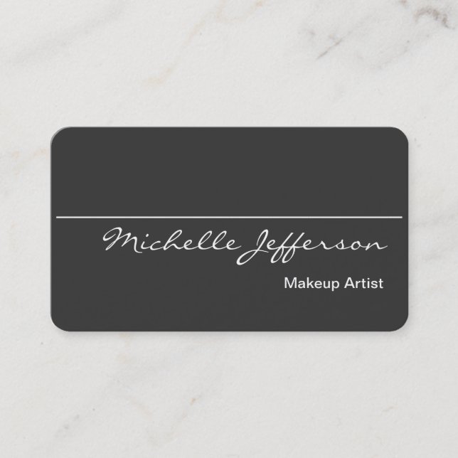 Rounded Corner Makeup Artist Grey Business Card (Front)