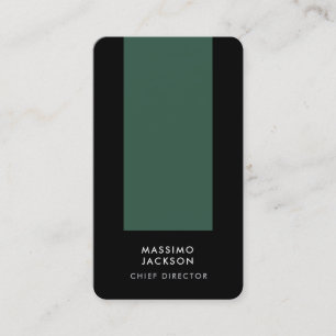 Rounded Corner Minimalist Plain Modern Green Black Business Card