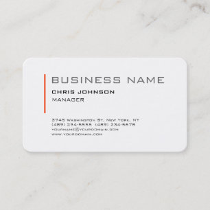 Rounded Corner Orange White Manager Business Card