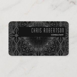 Rounded Corner Pattern Black Grey Business Card