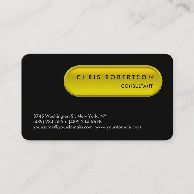 Rounded Corner Pattern Black Yellow Business Card (Front)