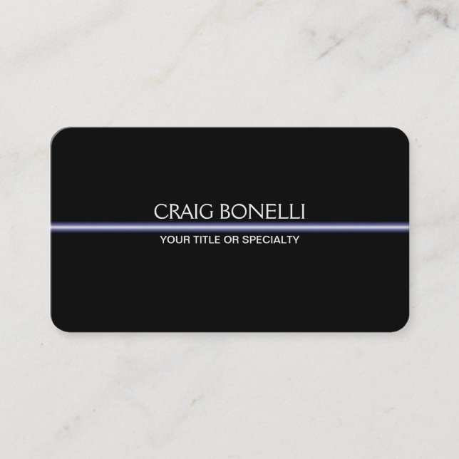 Rounded Corner Plain Black White Business Card (Front)