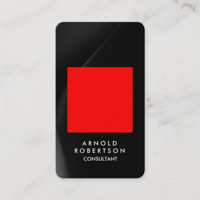 Rounded Corner Red Grey Black Elegant Business Card (Front)