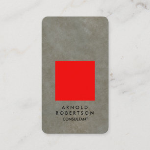 Rounded Corner Red Grey Stone Wall Elegant Business Card