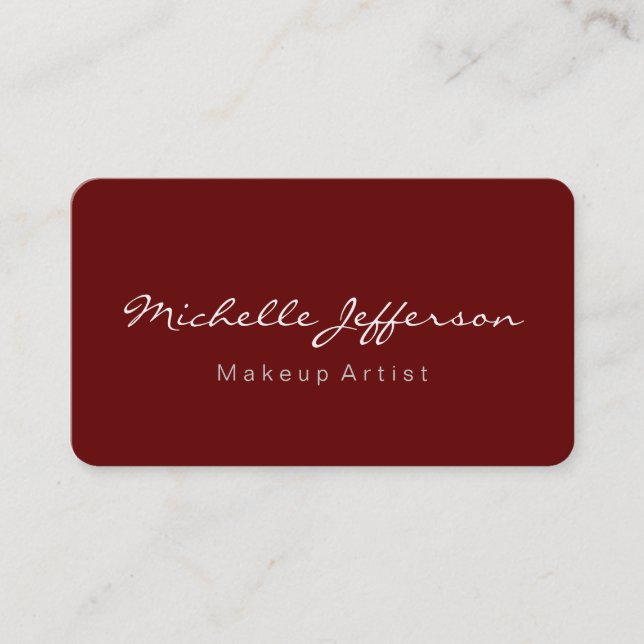 Rounded Corner Red Makeup Artist Business Card (Front)