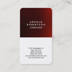 Rounded Corner Red White Elegant Business Card