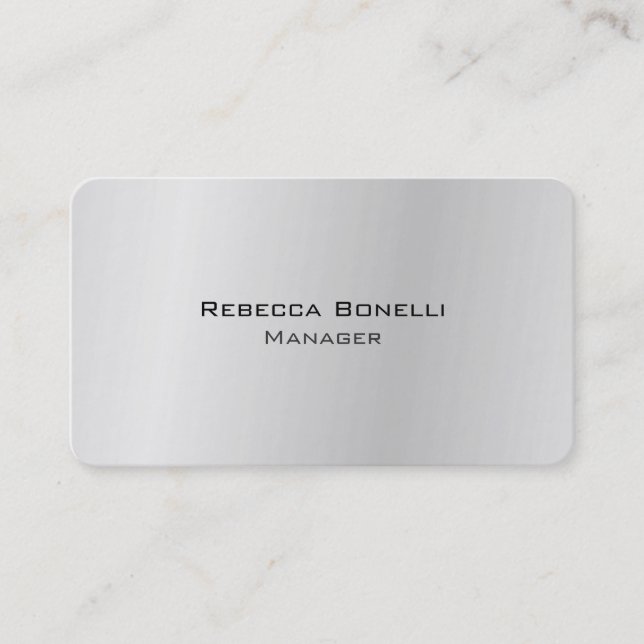 Rounded Corner Silver Grey Unique Modern Minimal Business Card (Front)