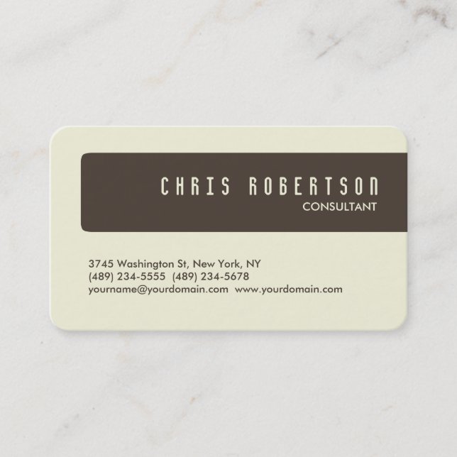 Rounded Corner Taupe Beige Business Card (Front)