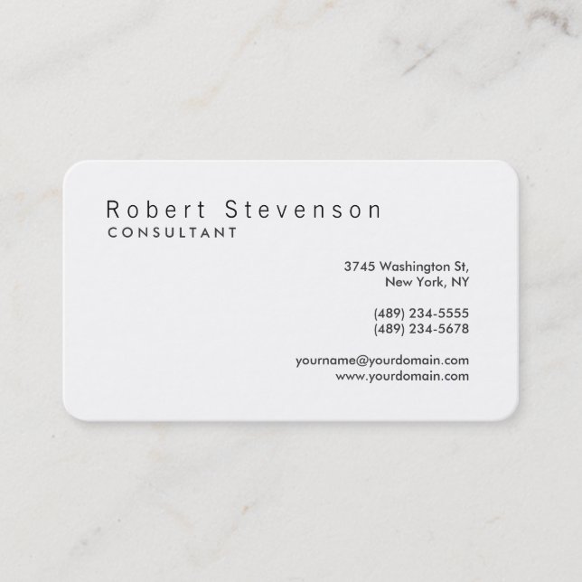 Rounded Corner White Consultant Business Card (Front)