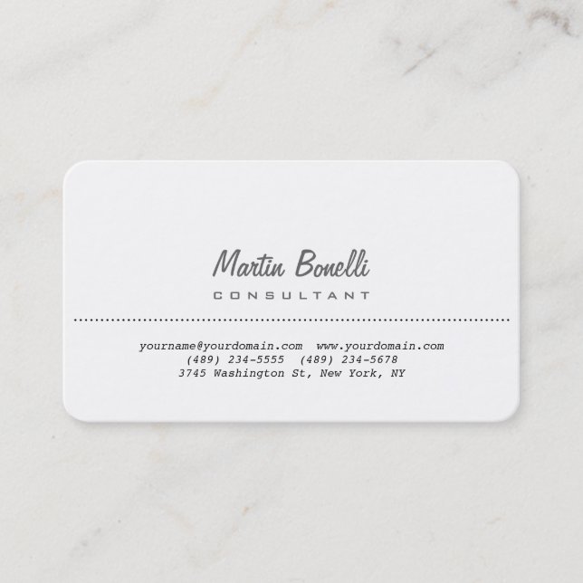 Rounded Corner White Consultant Business Card (Front)