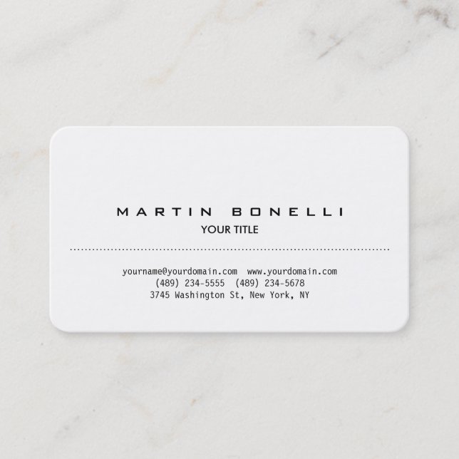 Rounded Corner White Professional Business Card (Front)
