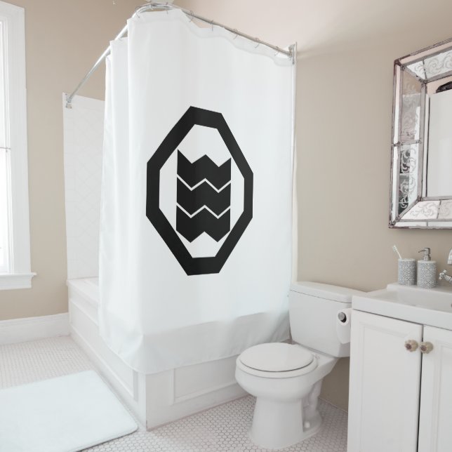 Rounded corner with three chiseled patterns shower curtain (In Situ)