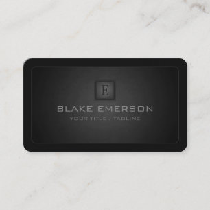 Rounded Corners Dark Professional Monogram Business Card