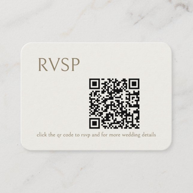 Rounded Cream Modern QR Code Wedding Enclosure Card (Front)