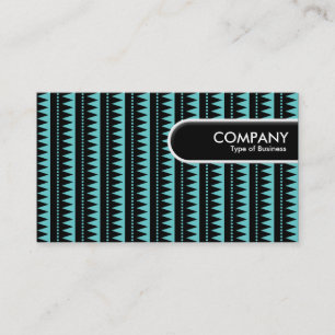 Rounded Edge Tag - Aztec Pattern - Blue #66cccc