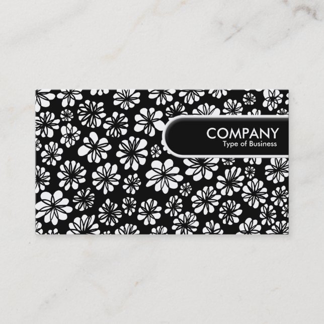 Rounded Edge Tag - B&W Floral (Front)